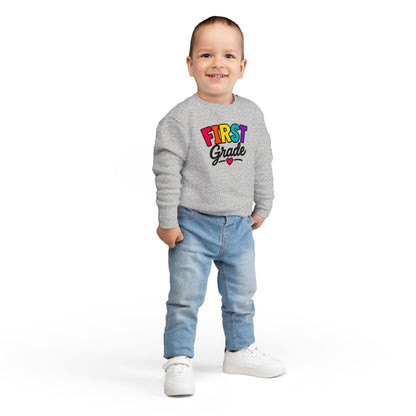 First Grade Toddler Sweatshirt — Colorful Back-to-School Kids Pullover