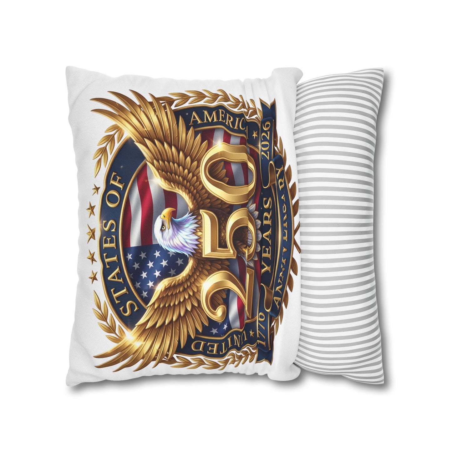 250th USA Anniversary Pillowcase – Patriotic Eagle 1776–2026 Decorative Throw Pillow Cover