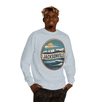 Jacksonville Coastal Crewneck Sweatshirt — Retro Beach Skyline