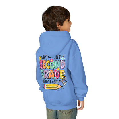 Second Grade Hoodie - "Watch Out Second Grade Here I Come" Back-to-School Kids Sweatshirt
