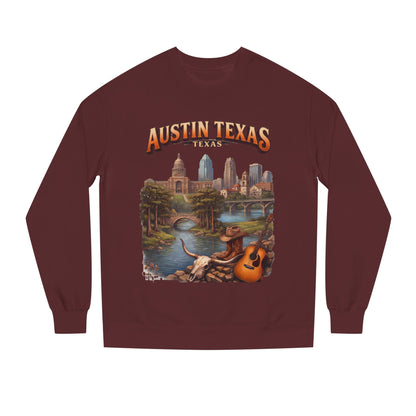 Austin Texas Sweatshirt — Vintage Cityscape & Guitar Crewneck