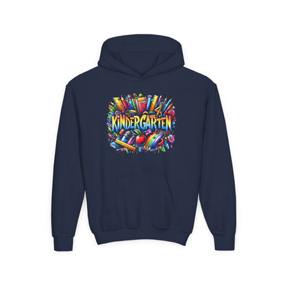 Kindergarten Kids Hoodie — Colorful School Supplies Back-to-School Sweatshirt