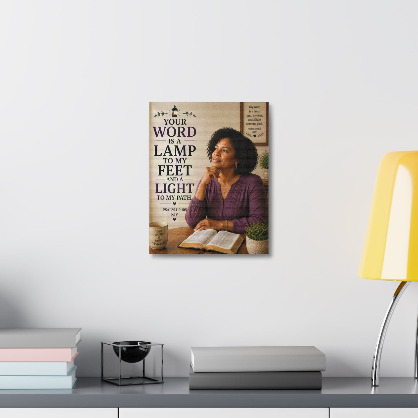 Stretched Canvas - "Your Word Is a Lamp to My Feet" Inspirational Scripture Wall Art (Psalm 119:105)