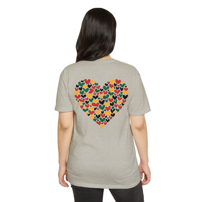 Heart Pattern T-Shirt — Colorful Hand-Drawn Hearts Graphic Tee