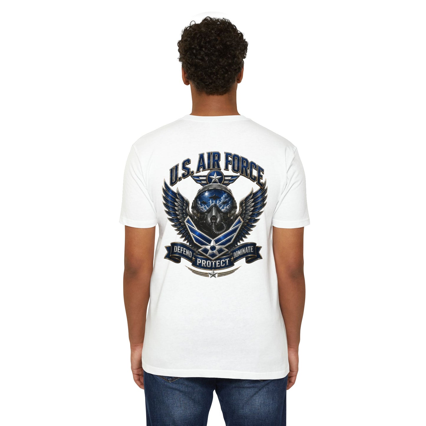 U.S. Air Force Skull Wings T-Shirt — Defend Protect Dominate Military Tee