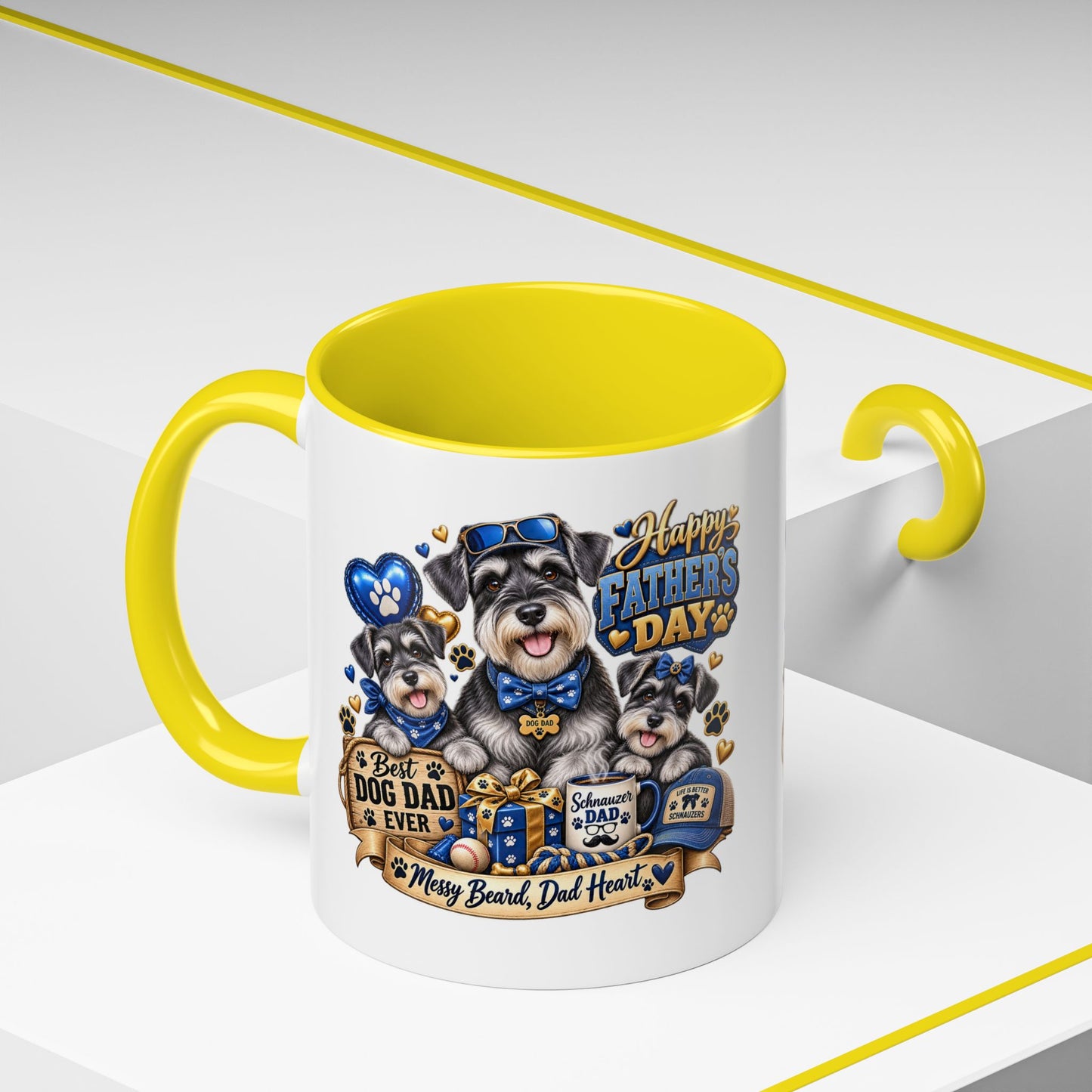Father's Day Dog Dad Coffee Mug — "Happy Father's Day" Accent Mug (11/15oz)