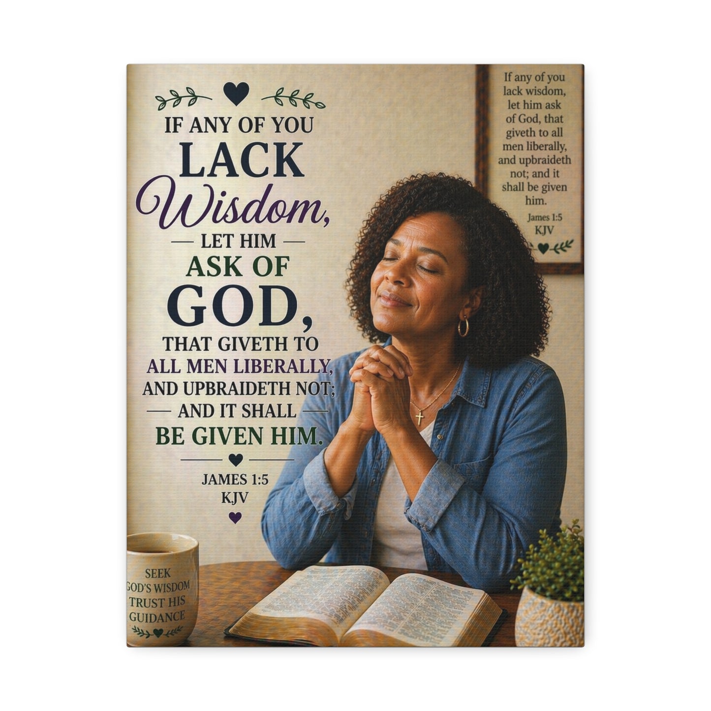 Stretched Canvas - "If Any of You Lack Wisdom" Inspirational Christian Wall Art (James 1:5)
