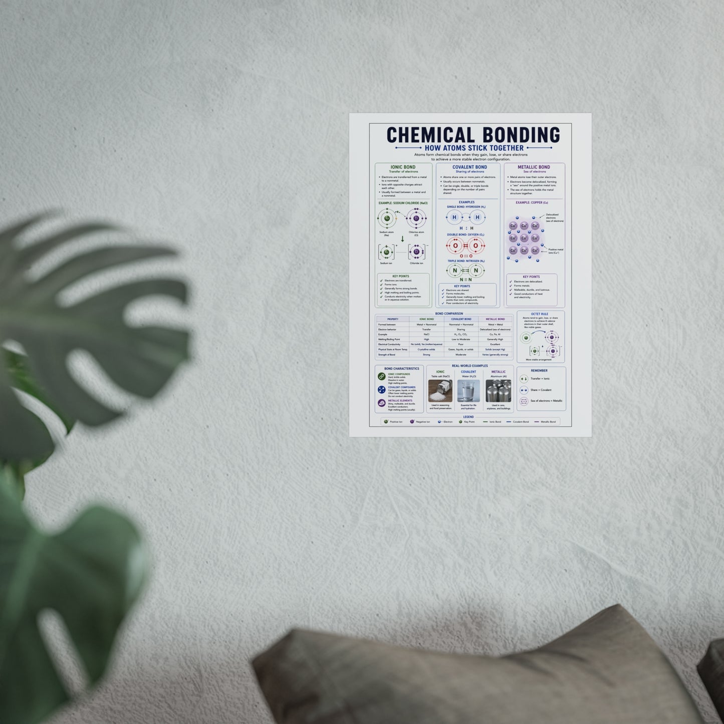 Chemical Bonding Educational Poster — Fine Art Science Print