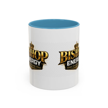 Bishop Energy Coffee Mug — Gold Crown Logo Accent Ceramic Mug (11/15oz)
