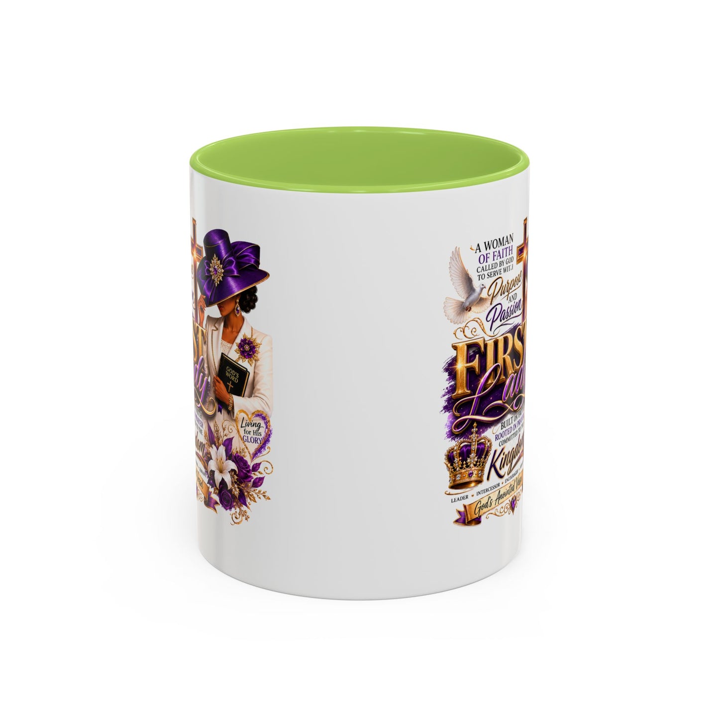 First Lady of Faith Accent Coffee Mug — Inspirational Christian Gift (11/15oz)