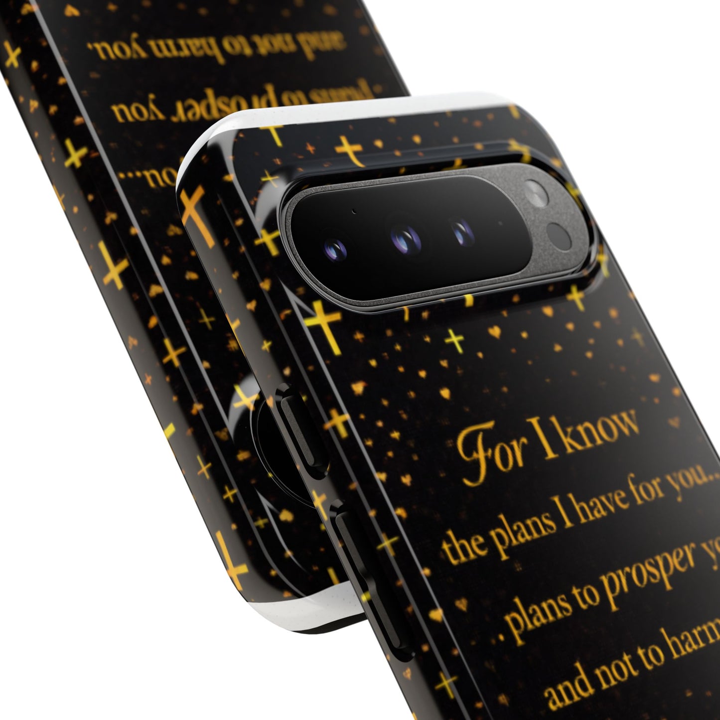 Phone Case — "For I Know" Jeremiah 29:11 Gold Cross Christian Tough Case
