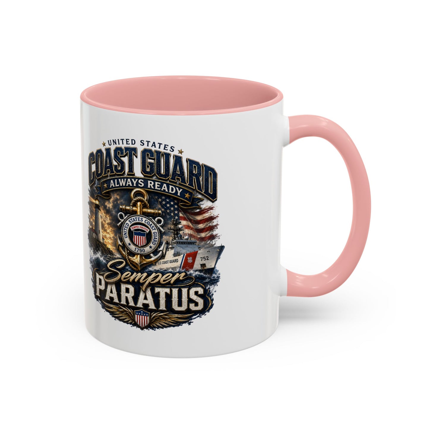 Coast Guard Semper Paratus Accent Coffee Mug – Patriotic Military Gift (11/15oz)