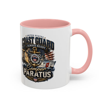 Coast Guard Semper Paratus Accent Coffee Mug – Patriotic Military Gift (11/15oz)