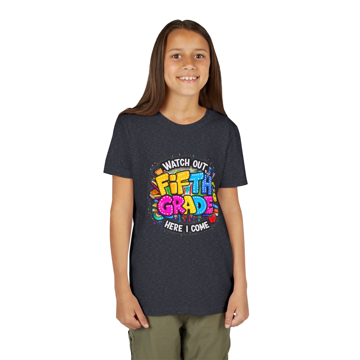 Fifth Grade T‑Shirt for Kids - "Watch Out Fifth Grade Here I Come" Back-to-School Tee