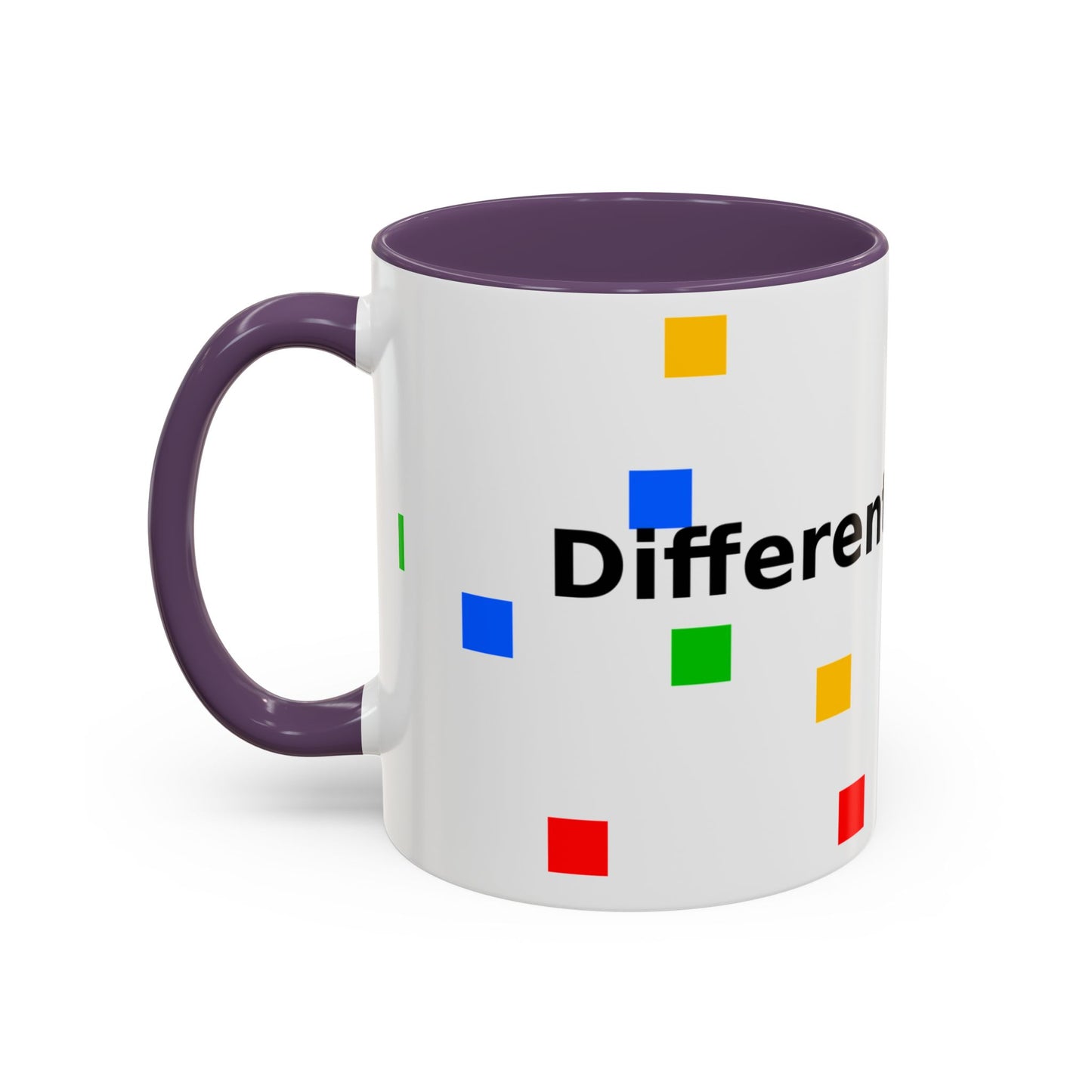 Accent Coffee Mug — 'Different Not Less' Pride-Inclusive Color Block Design (11/15oz)