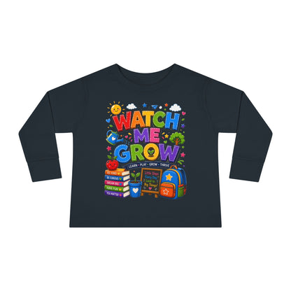 Watch Me Grow Toddler Long Sleeve Tee — Back to School Cute Growth Shirt