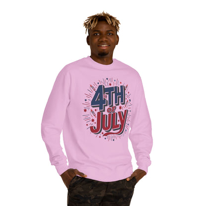 4th of July Crewneck Sweatshirt — Patriotic Fireworks Graphic