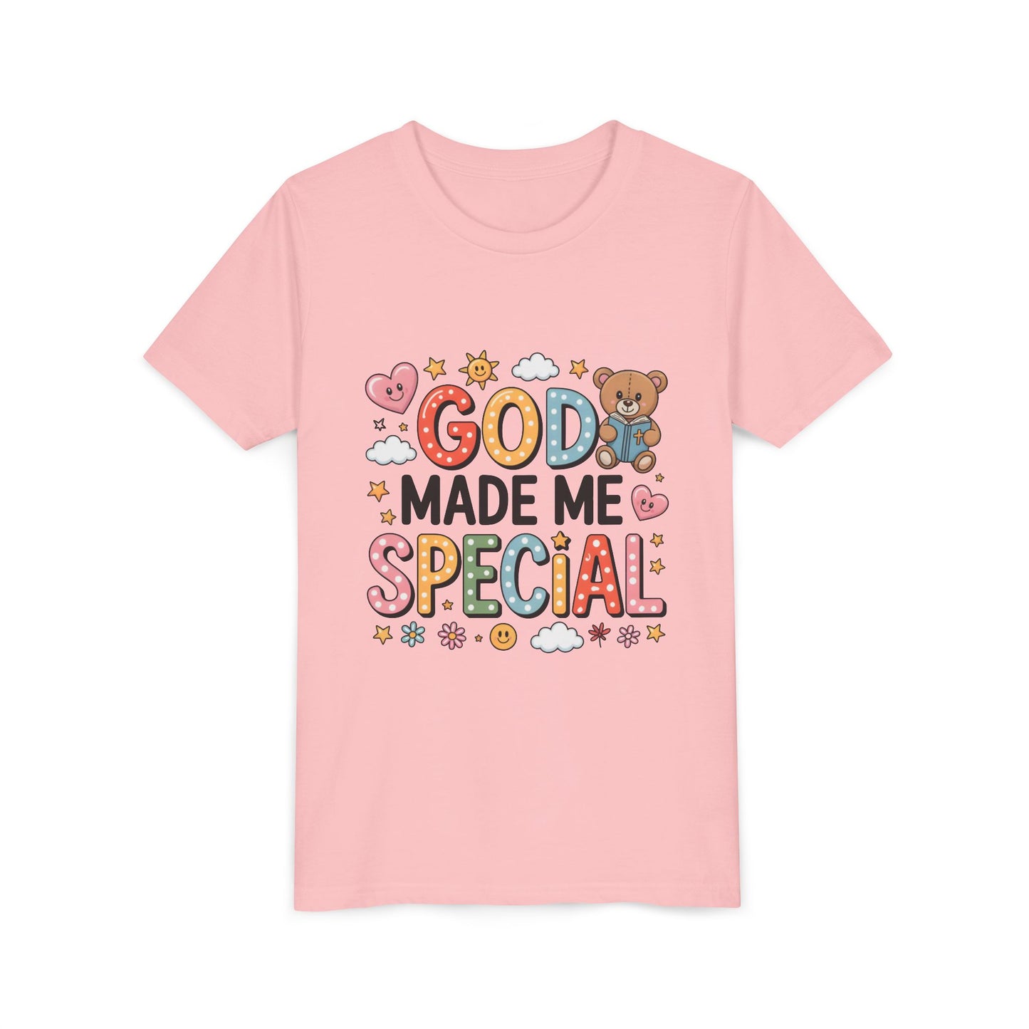 Youth Tee — "God Made Me Special" Cute Christian Kids T-Shirt