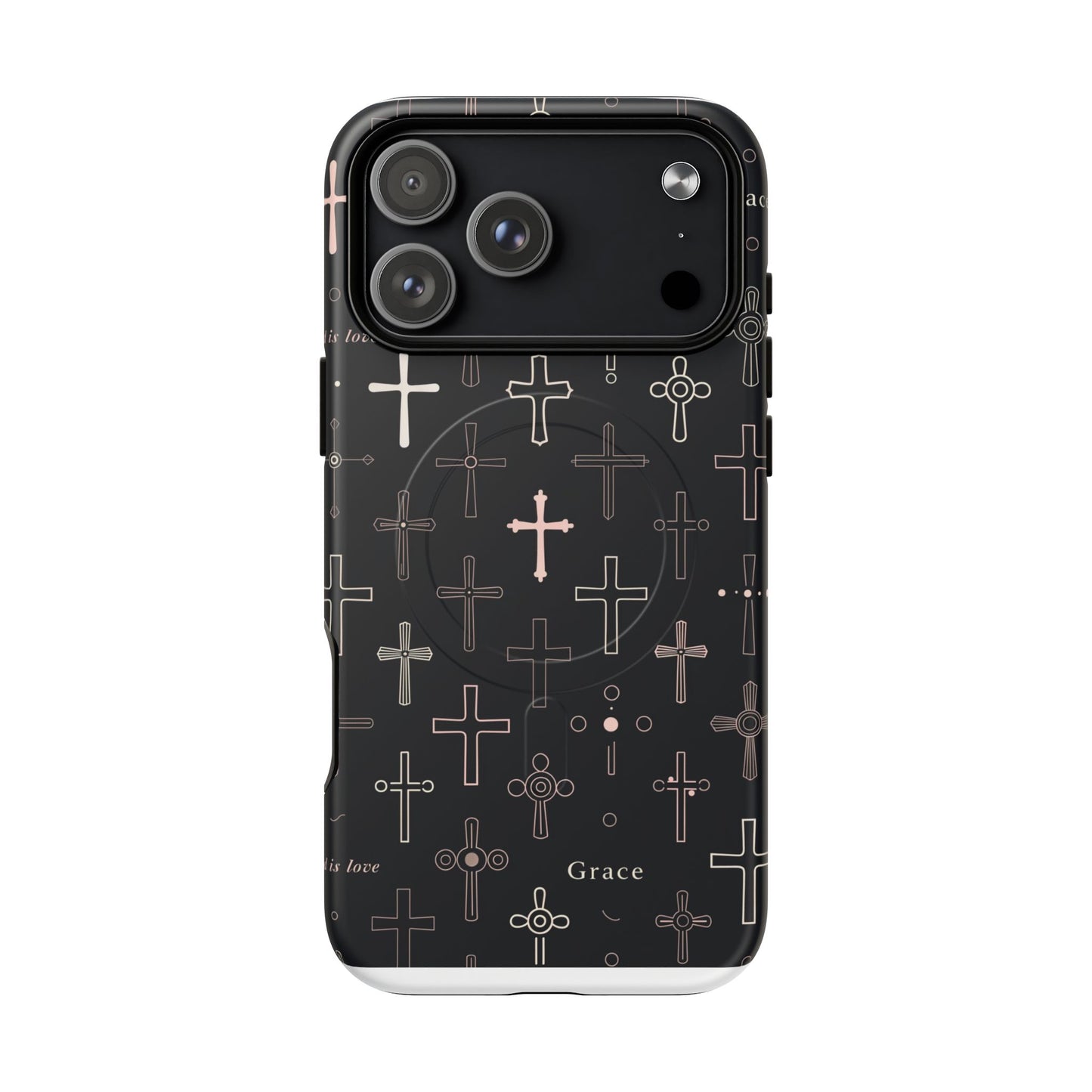 Magnetic Phone Case — Black Crosses "Grace" Protective Cover
