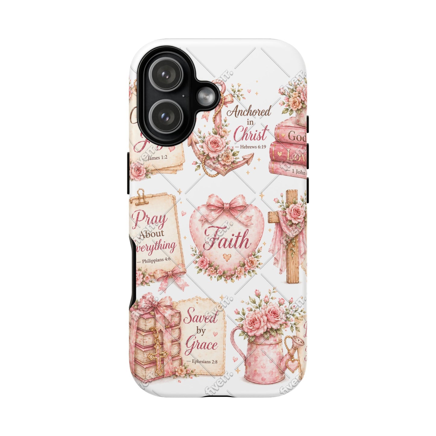 Faith Floral Phone Case – Christian Inspirational Scripture iPhone Cover (Choose Joy, Pray, Faith)