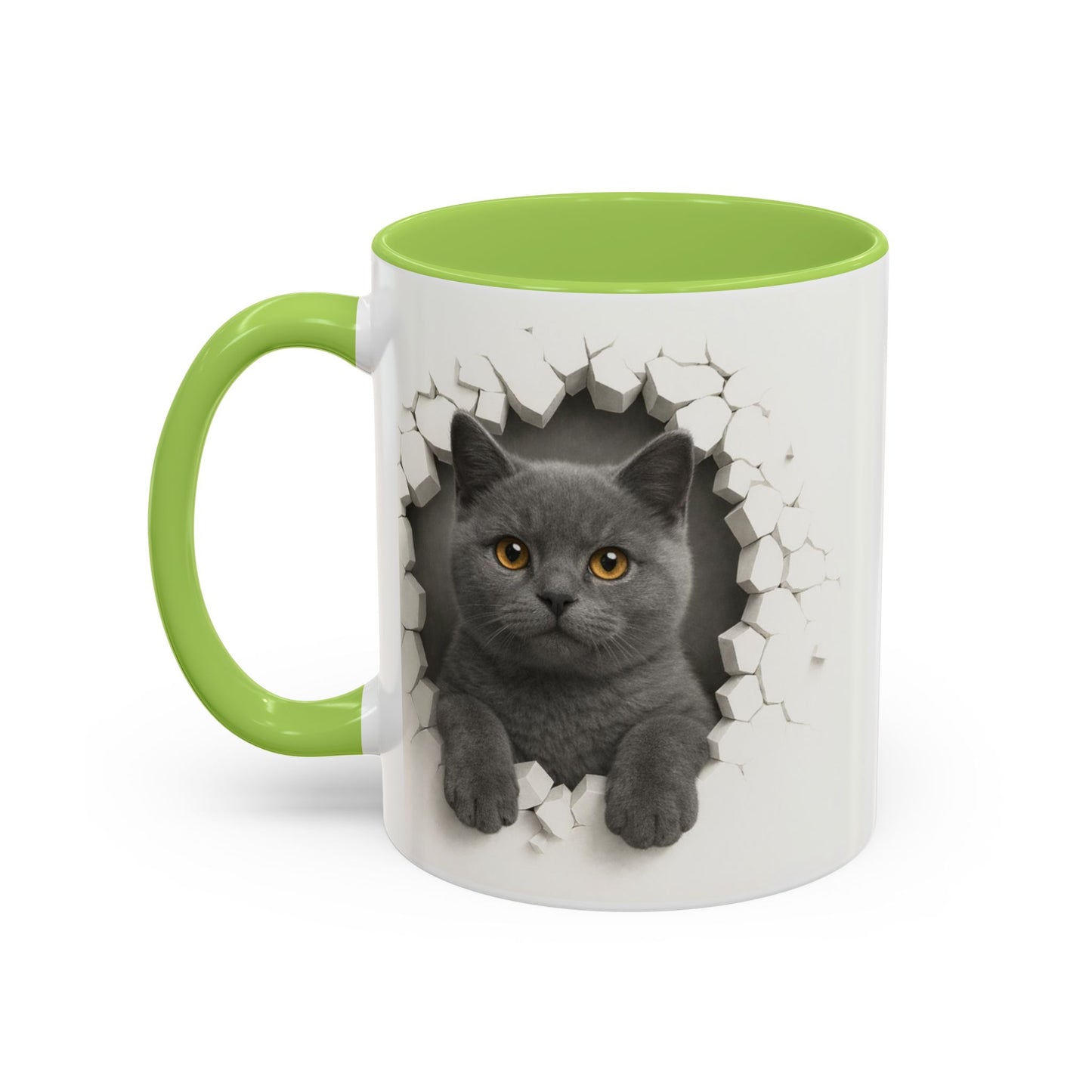 Peekaboo Grey Cat Accent Coffee Mug – Cute 11/15oz Cat Lover Gift