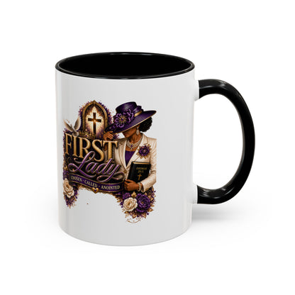 First Lady Church Coffee Mug — Elegant Purple Hat Gospel Tea Cup (11/15oz)