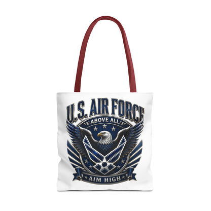 U.S. Air Force Eagle Tote Bag - "Aim High" Military Canvas Tote