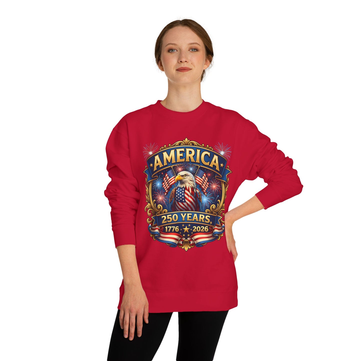 America 250 Years Crewneck Sweatshirt — 1776–2026 Patriotic Eagle Design