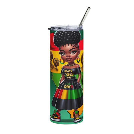 Black 365 Days Stainless Steel Tumbler – Pan-African Pride 20oz Travel Cup