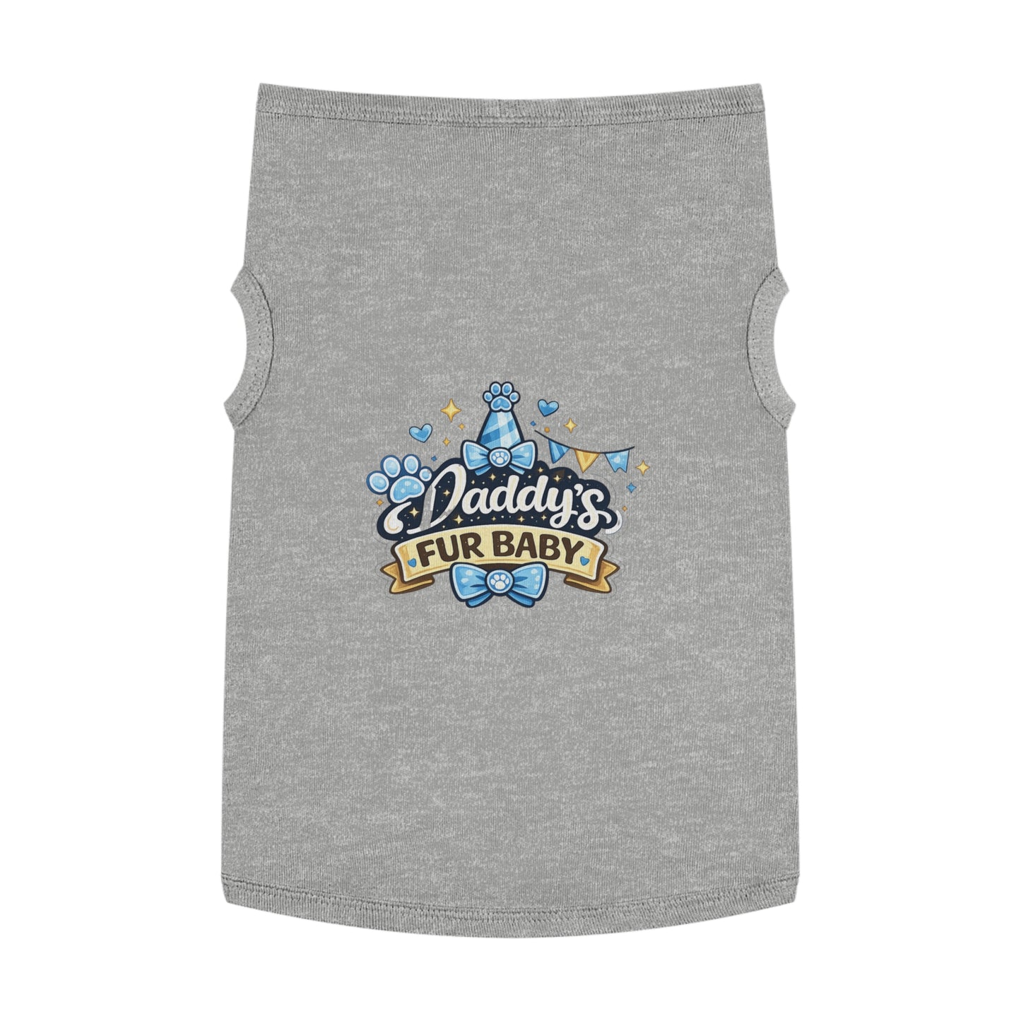 Pet Tank — "Daddy's Fur Baby" Blue Bow Paw Print Dog Tank Top
