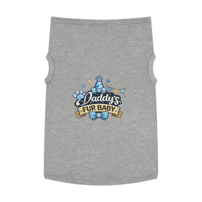 Pet Tank — "Daddy's Fur Baby" Blue Bow Paw Print Dog Tank Top