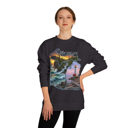Michigan Lakes State Sweatshirt — Lighthouse & Great Lakes Scenic Pullover