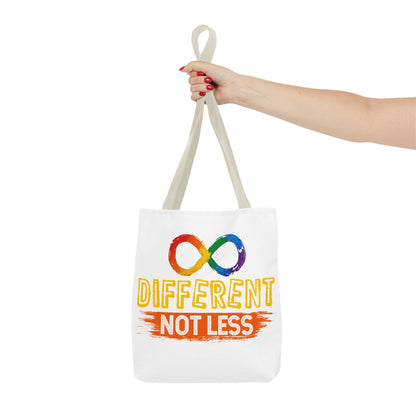 Autism Pride Tote Bag — "Different Not Less" Rainbow Infinity Reusable Shopper
