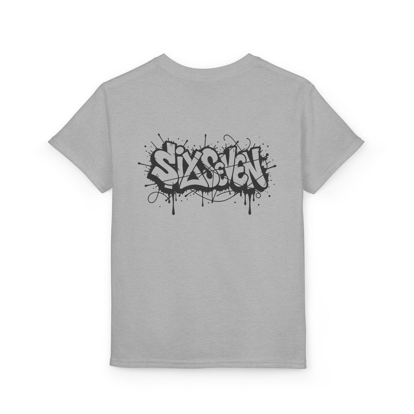 Youth T-Shirt — 'SixxSeven' Black Graffiti Drip Streetwear Tee