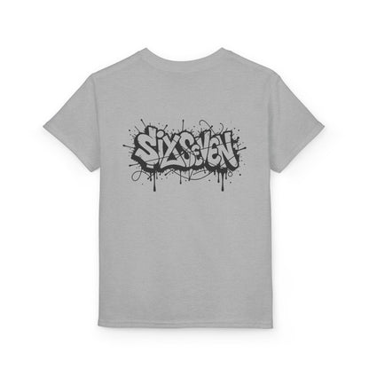 Youth T-Shirt — 'SixxSeven' Black Graffiti Drip Streetwear Tee