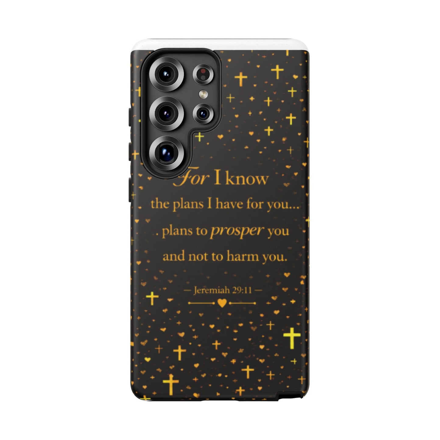 Phone Case — "For I Know" Jeremiah 29:11 Gold Cross Christian Tough Case