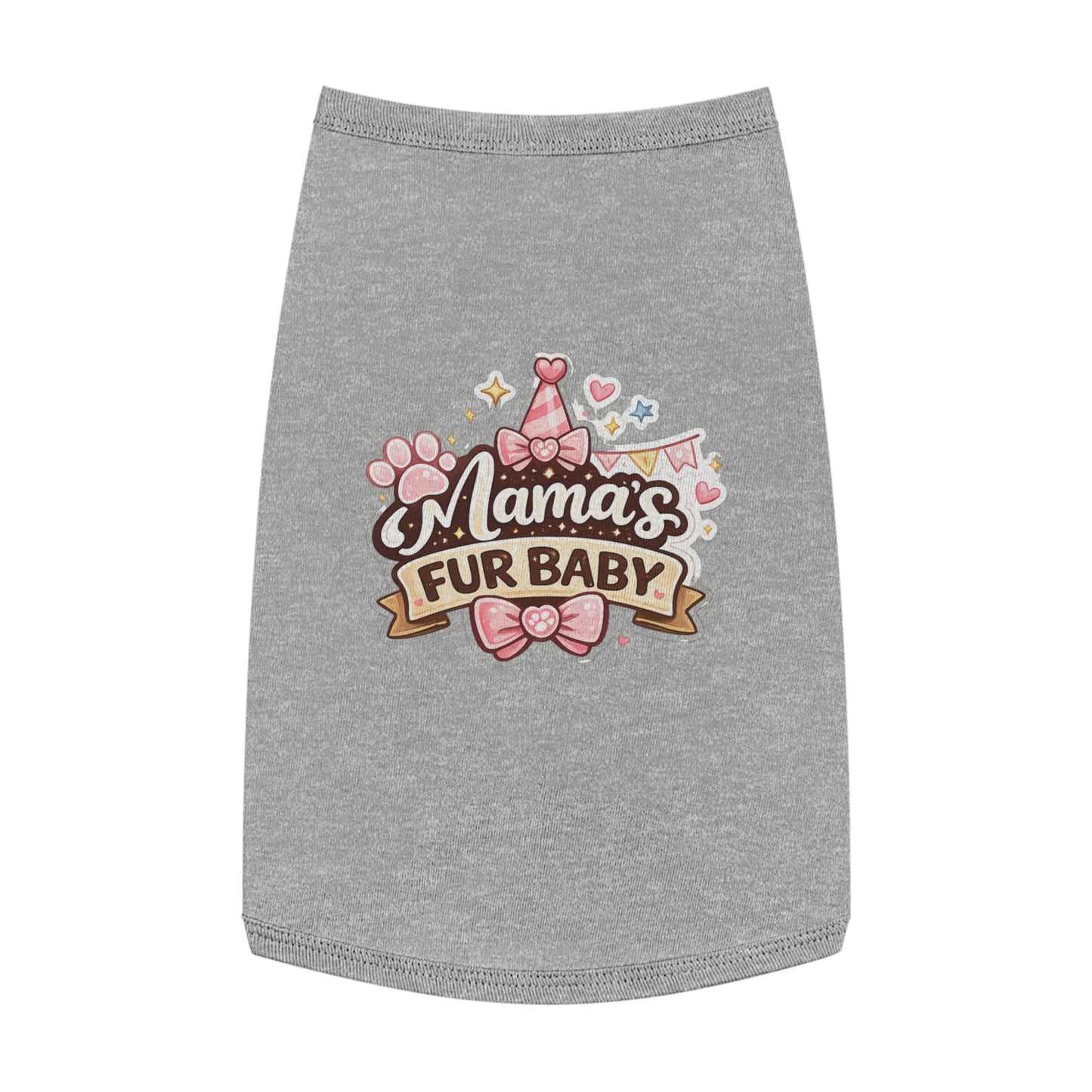 Mama's Fur Baby Pet Tank Top — Cute Paw & Bow Dog Shirt