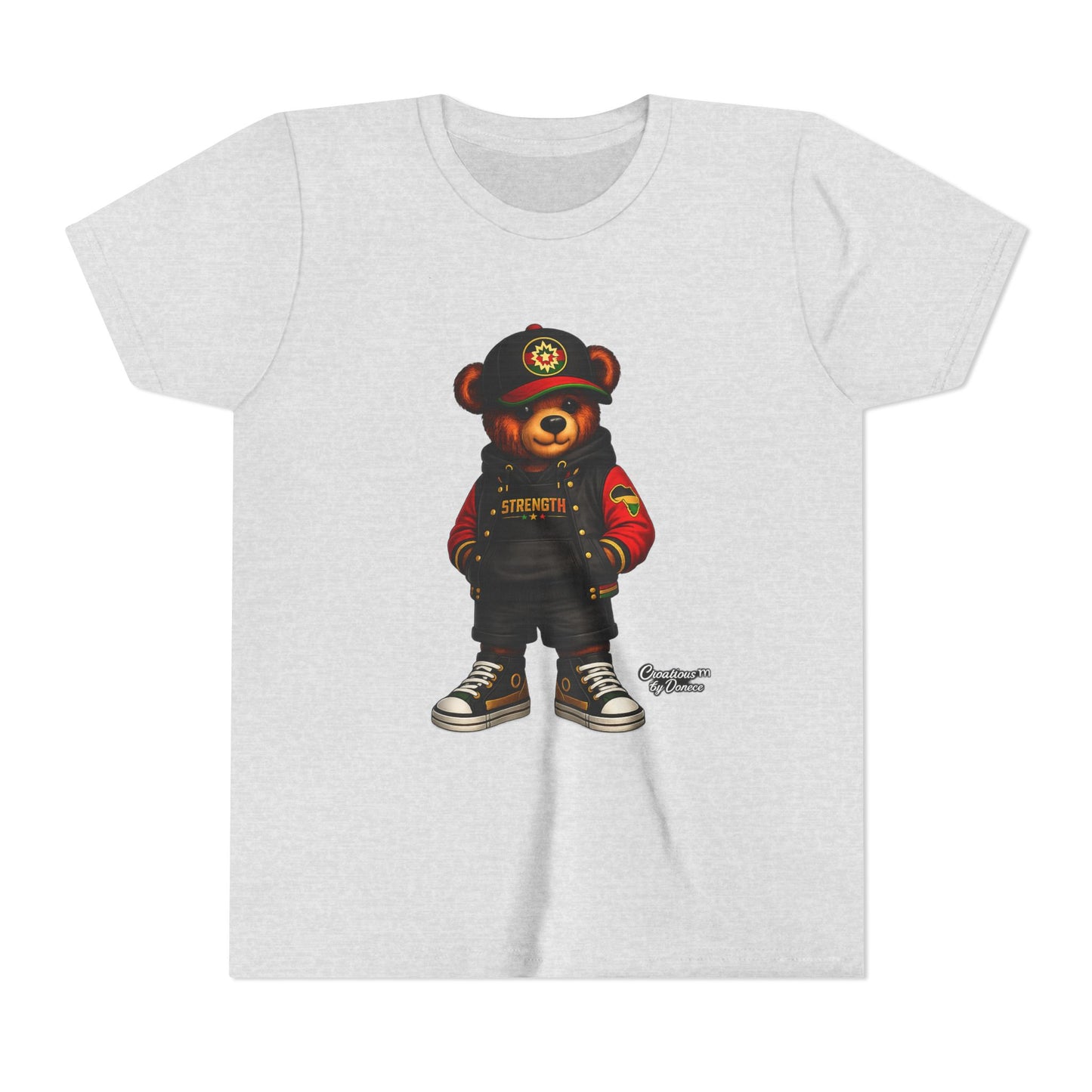 Kids Teddy Bear Streetwear Tee — 'Strength' Graphic Youth T-Shirt