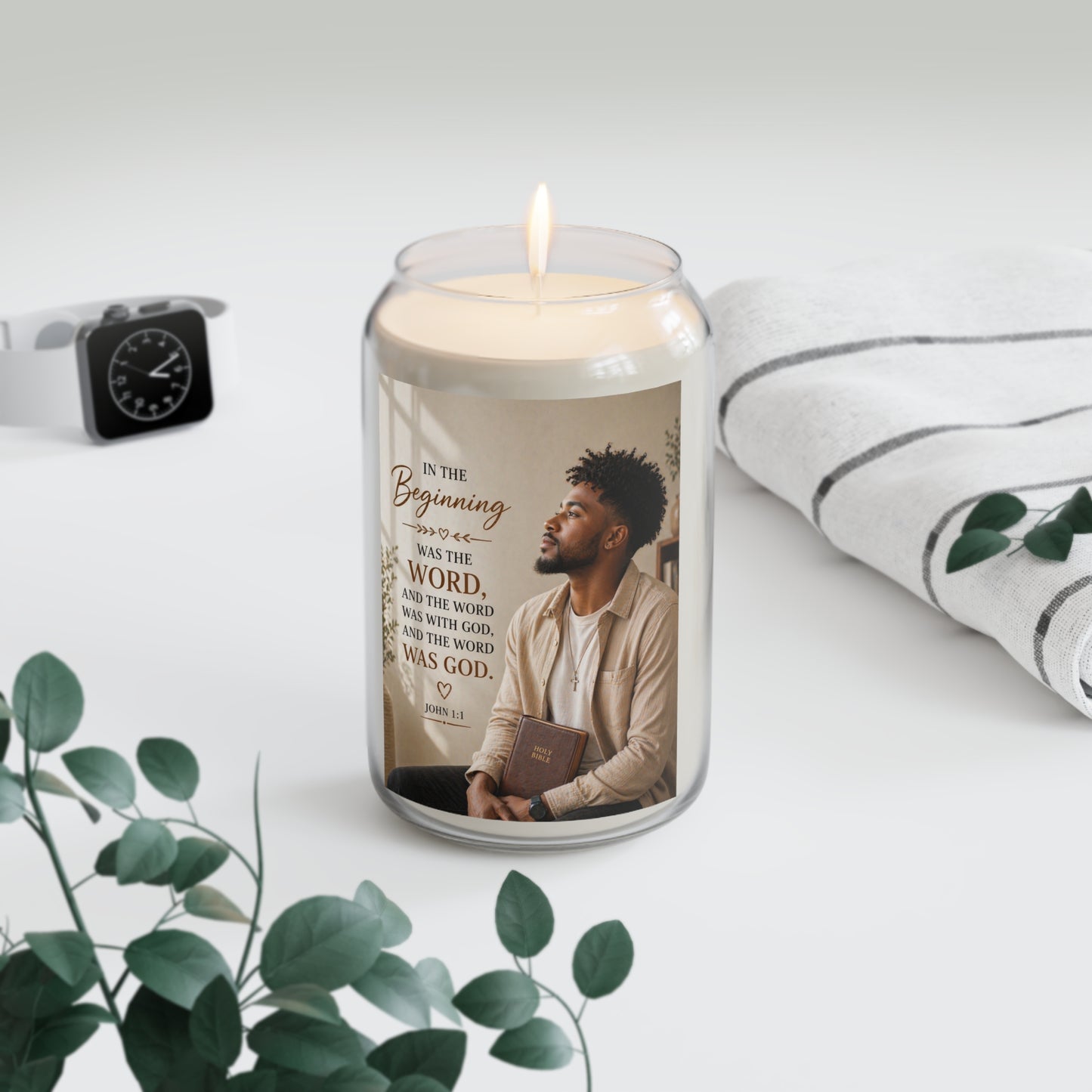 Inspirational Scripture Soy Candle – "In the Beginning Was the Word" 13.75oz