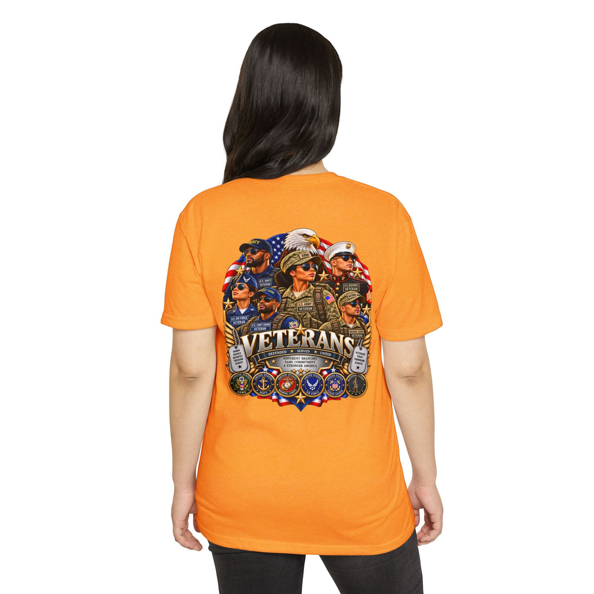 Veterans Tribute T-Shirt – Patriotic Eagle & Service Emblems