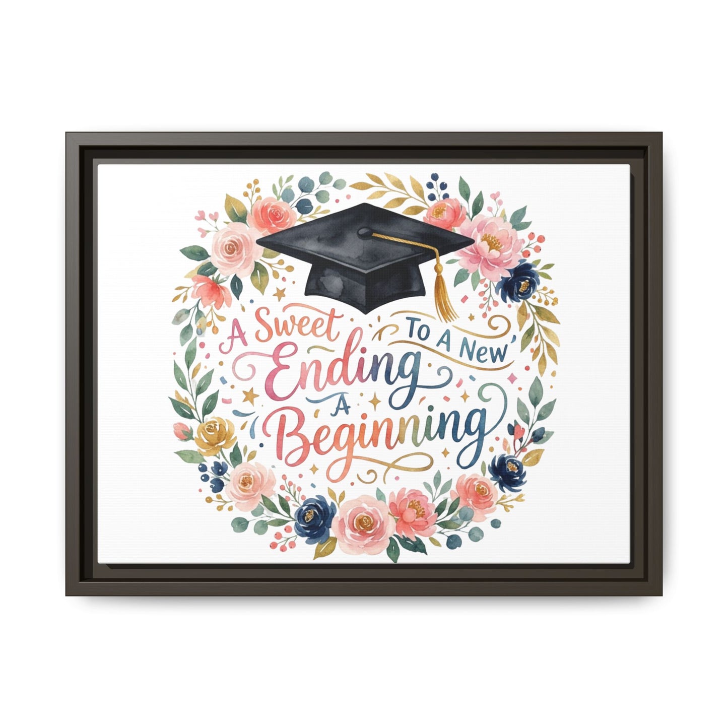 Graduation Canvas Print – “A Sweet Ending to a New Beginning” Framed Wall Art