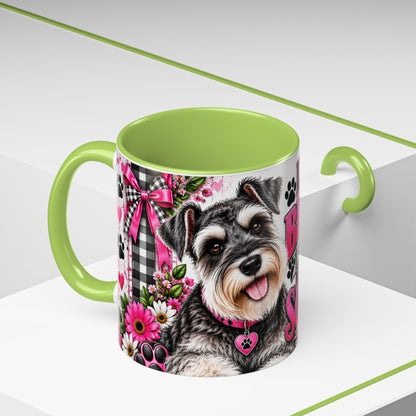 Life Is Better With A Miniature Schnauzer Accent Coffee Mug — Pink Paw Print Dog Lover Gift (11/15oz)