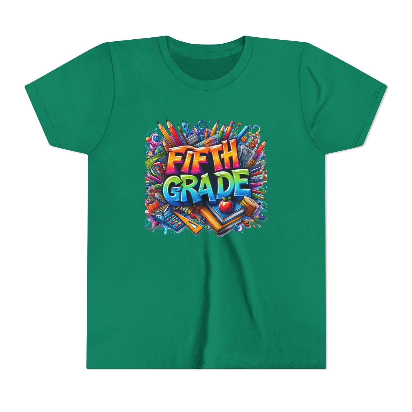 Fifth Grade Kid's Tee - Colorful School Supplies Back to School T-Shirt