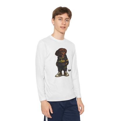 Youth Long Sleeve Tee — Cute Rottweiler Pup Graphic "Melanin" Hoodie Design