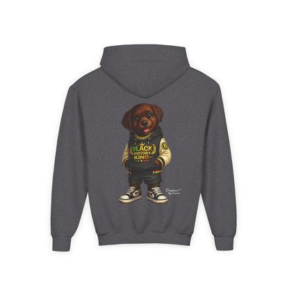 Youth Hoodie — 'Black History Kid' Puppy Graphic Sweatshirt