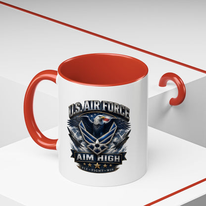 U.S. Air Force Accent Coffee Mug — Aim High Eagle Design (11/15 oz)