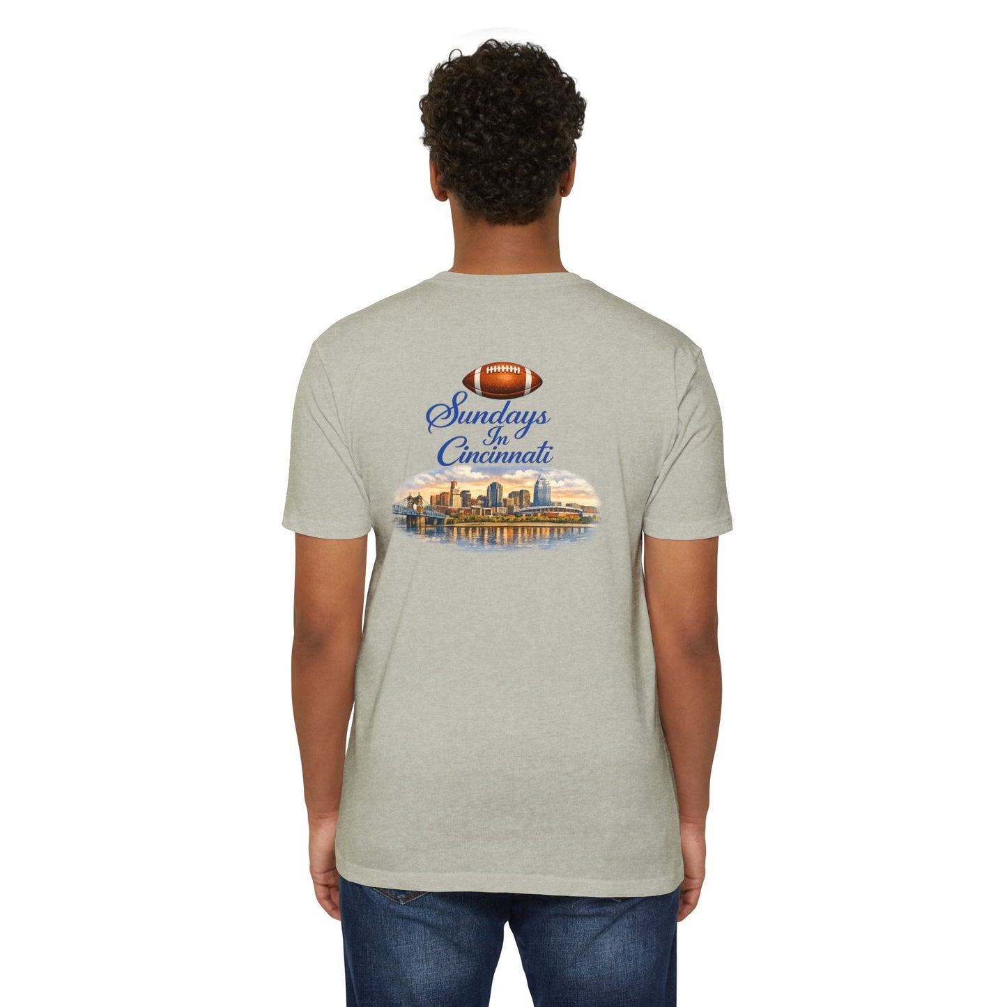 Sundays in Cincinnati Football T-Shirt — City Skyline Game Day Tee