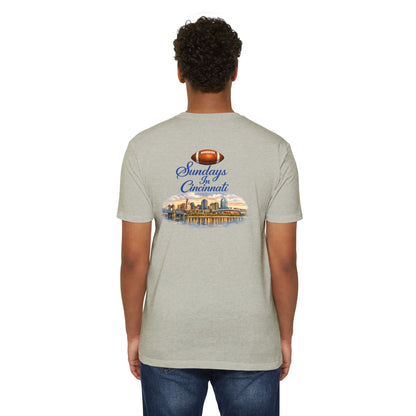 Sundays in Cincinnati Football T-Shirt — City Skyline Game Day Tee