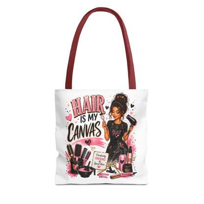 Hair Is My Canvas Tote Bag — Stylist Makeup Artist Cosmetic Accessories Tote