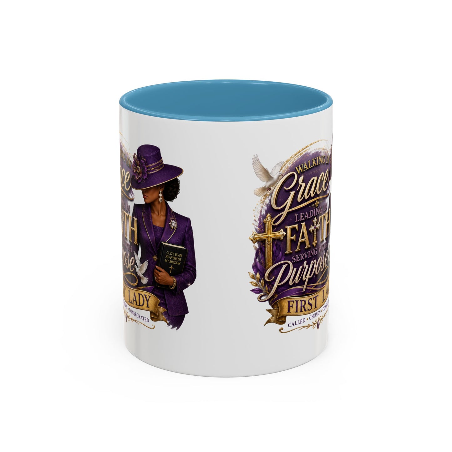 Faith & Purpose Accent Coffee Mug — First Lady Church Design (11/15oz)